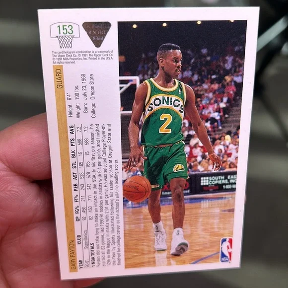 Gary Payton 1991 Seattle Supersonics Upperdeck #153 Trading Card